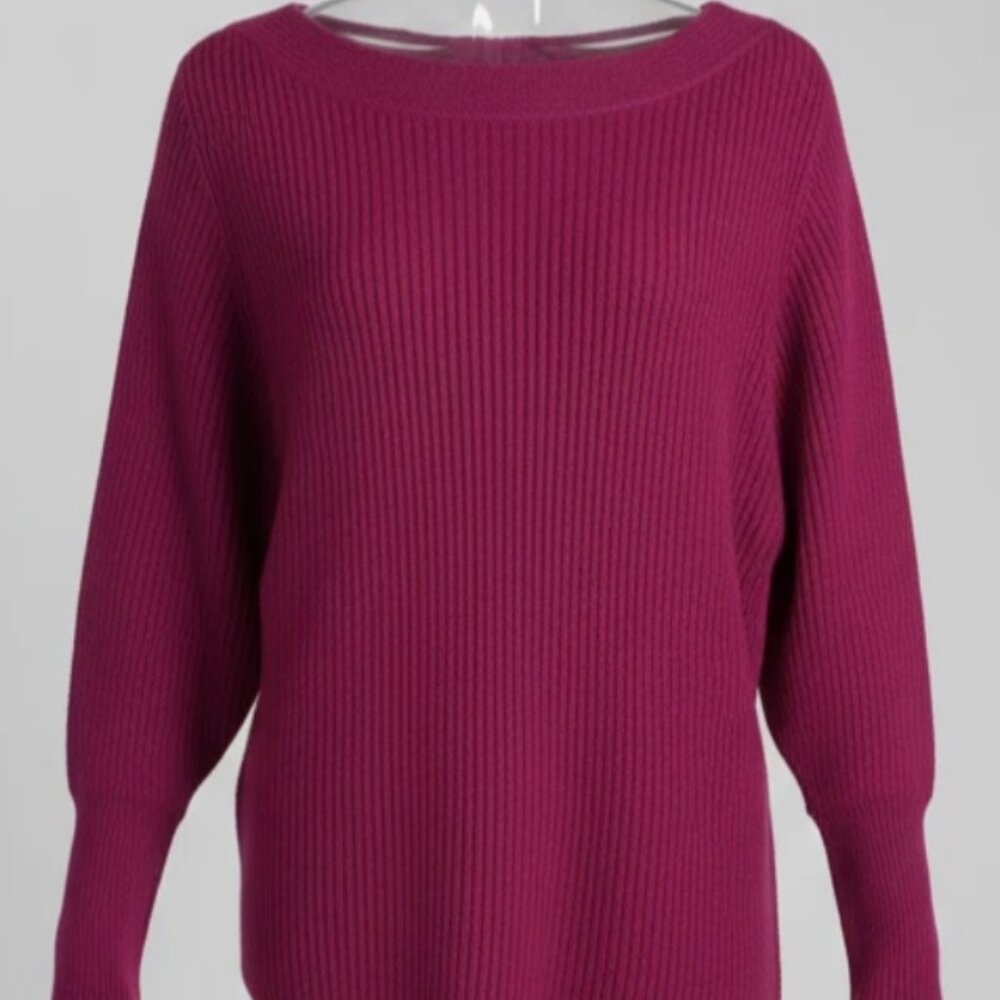 Asymmetrical Ribbed Dolman Sleeve Sweater sz L